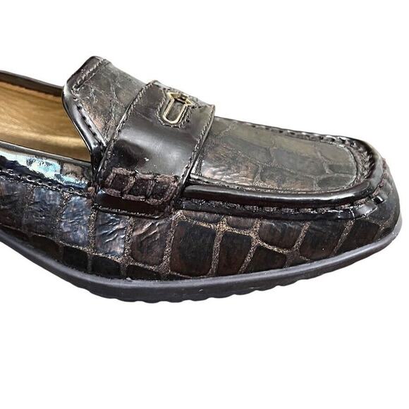 Circa Joan & David Luxe Finton Patent Leather Wedge Square Toe Shoes Loafer 10.5 - Picture 2 of 16